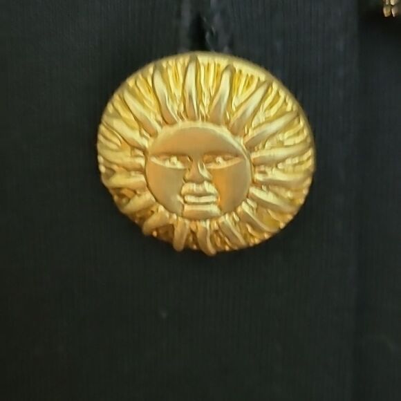 Bedford Fair Black Dress with Gold Buttons & a Gold Shiny Scarf, Size XL-P - Picture 7 of 9